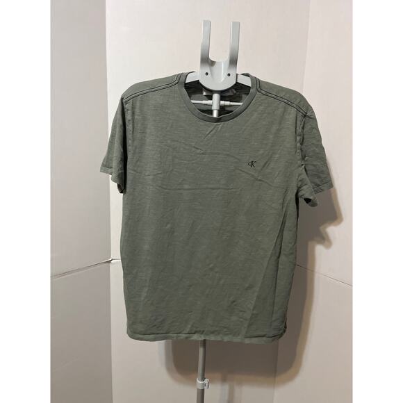 Calvin Klein Jeans Men’s Olive Green Crewneck T-Shirt Logo Tee Size L - Picture 1 of 8